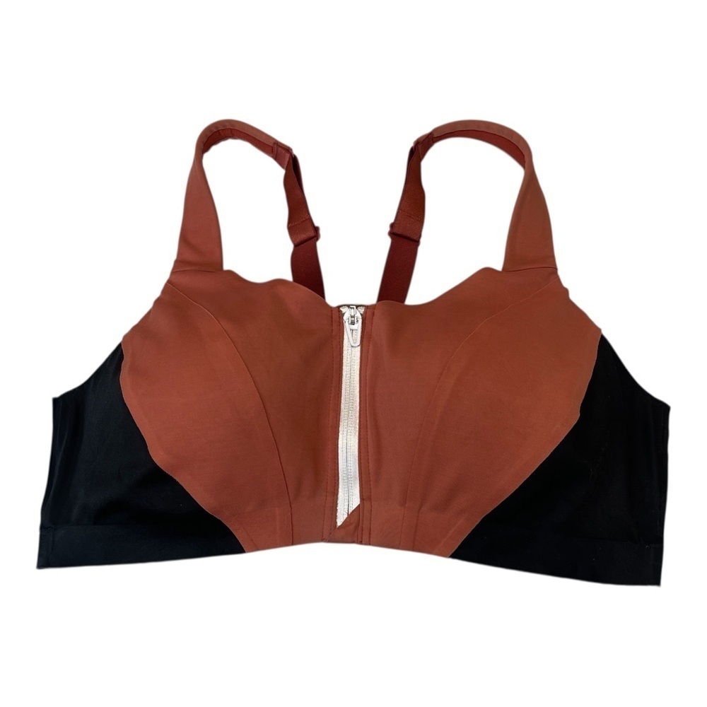 Victoria’s Secret Sports Knockout Zip Front Closure Orange Black Sports Bra 36D